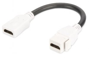 Digitus Moduł Keystone HDMI z kablem 12cm, łącznik do gniazd i pustych paneli, żeński/żeński, biały