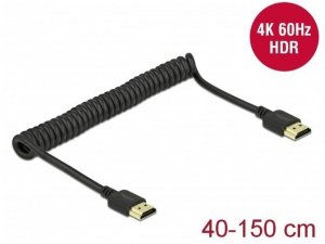 Delock Kabel HDMI M/M v2.0 0.4m - 1.5m spirala czarny