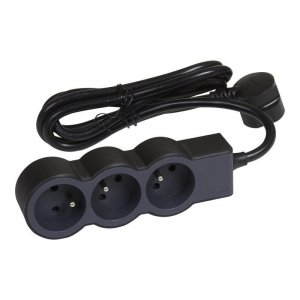 Legrand Listwa zasilająca extra płaska 16A 3680W 3x2P+Z z przewodem 1.5 m - Czarno-ciemnoszara