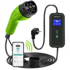 Qoltec Mobilna ładowarka do samochodu EV z regulacją 2w1 Typ2 | 3.5kW | 230V | WiFi | LCD | Przenona | Wallbox | 5m