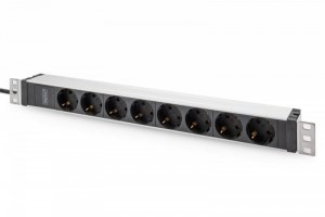Digitus Listwa zasilająca PDU 19 Rack, 8x gniazdo ze stykami ochronnymi unischuko 16A/230V, 1x wtyczka IEC C20, 16A, przew