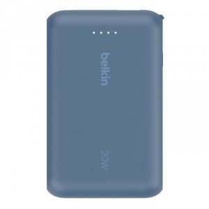 Belkin PowerBank BoostCharge 10k mAh 20w wbudowany kabel-C, port-C, niebieski