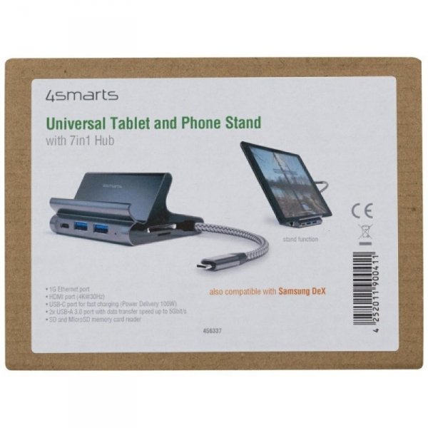 4smarts Podstawka tablet/smartphone 7w1 DeX 2xUSB-C/ 2xUSB-A/ HDMI/SD/   microSD/ RJ45
