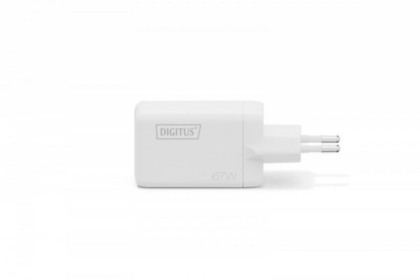 Digitus Ładowarka sieciowa GaN II 67W | 2x USB-C, 1x USB-A | PD 3.0, QC 3.0 | Biała
