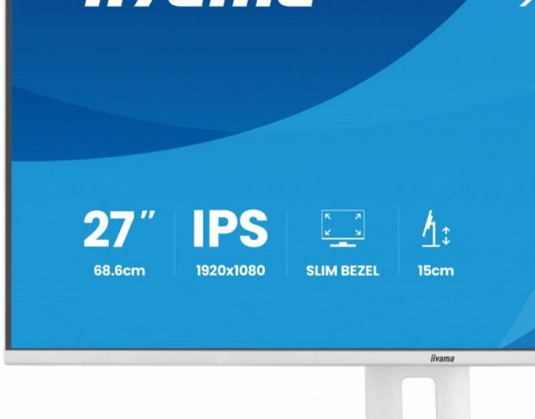 IIYAMA Monitor 27 cali XB2797HSU-W1 IPS, FHD, HDMI, DP, 120Hz, 2xUSBv3.2, 2xUSB-C, 350 CD, x2W, HAS 150/PIVOT, Biały
