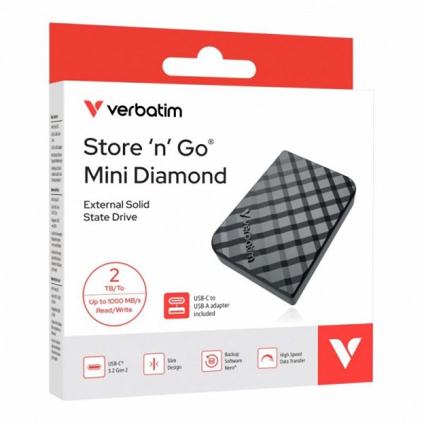 Verbatim Dysk SSD Mini Diamond 2TB USB-C 2TB 32026