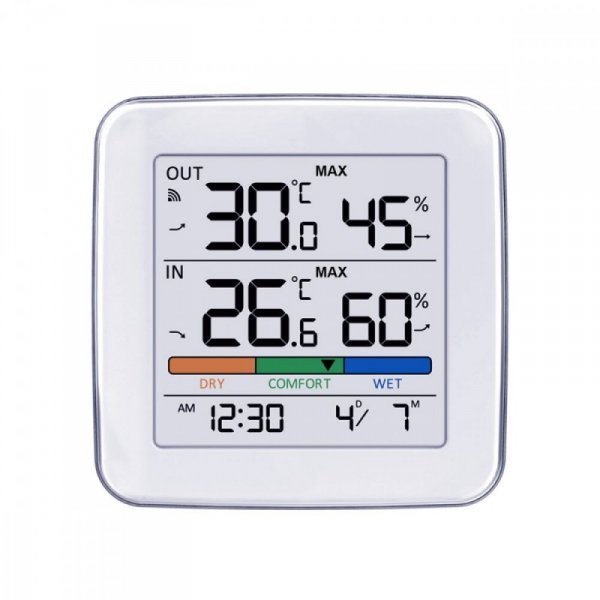 GreenBlue Stacja pogody bezprzewodowa GB169 temperatura, wilgotnosc, zegar, alarm, data, zasieg do 60m