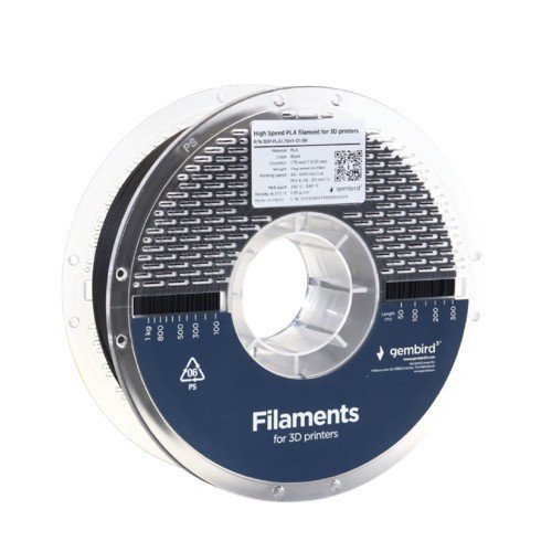 Gembird Filament PLA High Speed, 1,75 mm, 1 kg, czarny
