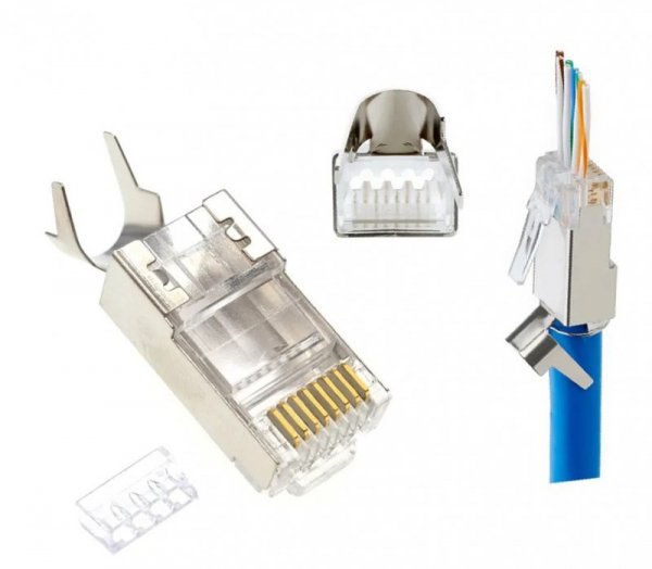 Gembird Wtyk modułowy przelotowy ekranowany CAT7 15u złocony, 100 szt. w opakowaniu