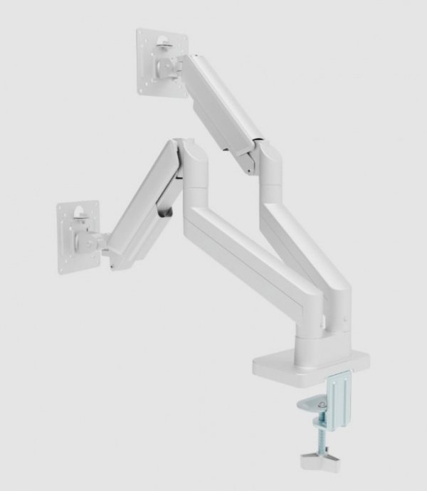 Gembird Ramię biurkowe  na dwa monitory regulowane, od 17 do 32 cale obciążenie do 10kg, kolor biały
