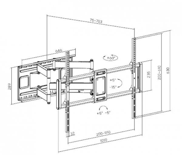 Gembird Uchwyt ścienny do telewizora (obracany i pochylany), 60-120 cali, do 120 kg