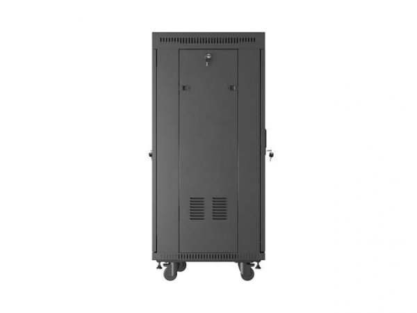 Lanberg Szafa instalacyjna rack stojąca 19" 24U 600x600  czarna drzwi przeszklone LCD ( Flat pack)V2