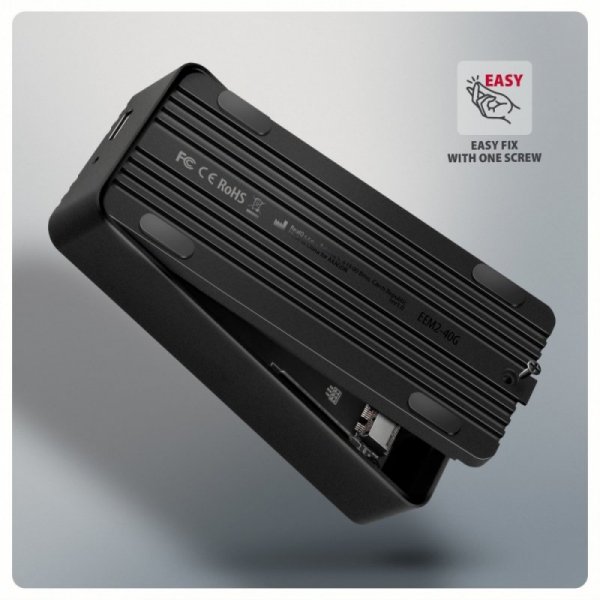 AXAGON EEM2-40G Obudowa zewnętrzna aluminiowa USB4 Gen 3x2 M.2 SSD NVMe 40Gbps passive, USB-C cable, silicon sleeve