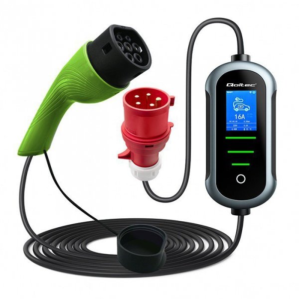 Qoltec Ładowarka do samochodu elektrycznego EV i hybryd | 7kW | 230V |  CEE 32A | Wi-Fi | TUYA | LCD | 5m