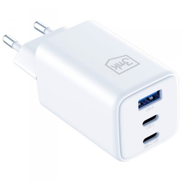 3MK Ładowarka sieciowa Hyper GaN 65W 1xUSB-A 2xUSB-C PD QC4+ biała