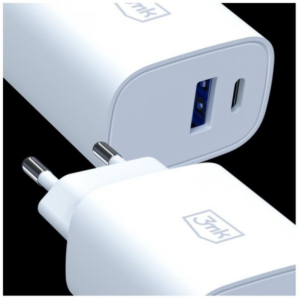 3MK Ładowarka sieciowa 25W USB-A USB-C PD QC4+ FlowPower biała