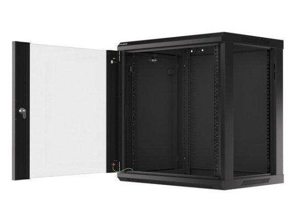 Lanberg Szafa instalacyjna wisząca 19 12U 600X450mm czarna (drzwi szklane)