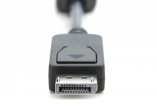 Digitus Kabel adapter Displayport z zatrzaskiem 1080p 60Hz FHD Typ DP/HDMI A M/Ż czarny 0,15m