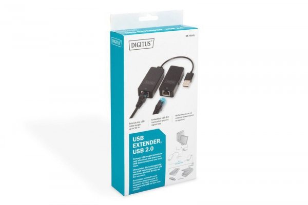 Digitus Przedłużacz/Extender USB 2.0 HighSpeed po skrętce Cat.5e/6 UTP, do 50m