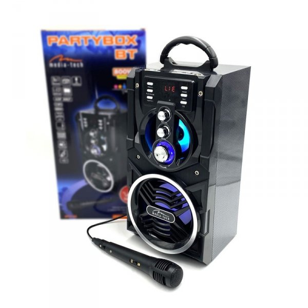 Media-Tech Głośnik PARTYBOX BT MT3150 Karaoke/Bluetooth 5.0/FM/MP3/USB/AUX/LED/USB-C/RMS 18W/PMPO 800W.