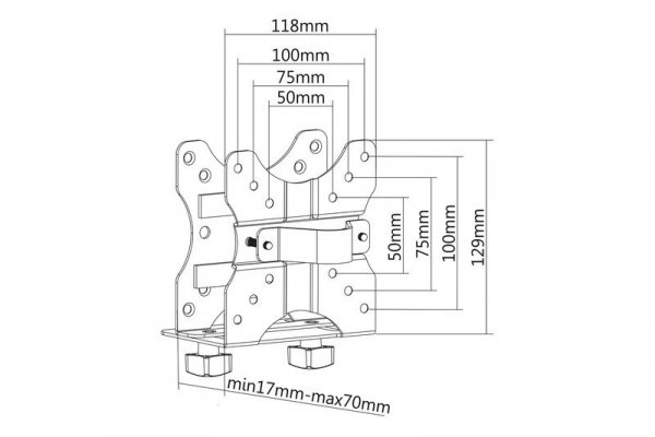Digitus Uchwyt do montażu komputerów MiniPC za monitorem, VESA 75x75, 100x100, max. obciążenie: 5kg
