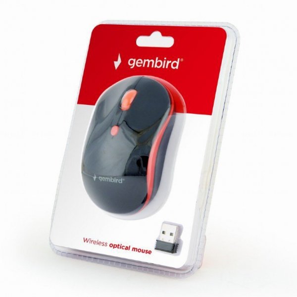 Gembird Bezprzewodowa mysz optyczna czarno-czerwona