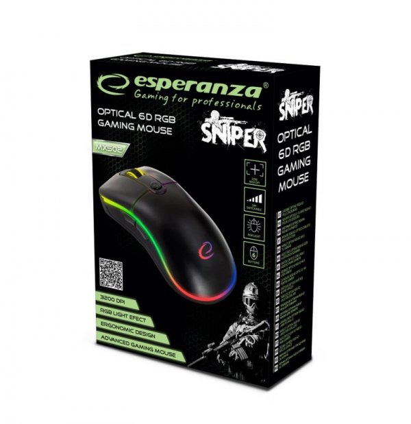 Esperanza Mysz przewodowa dla graczy 6d opt. usb mx502 spiner