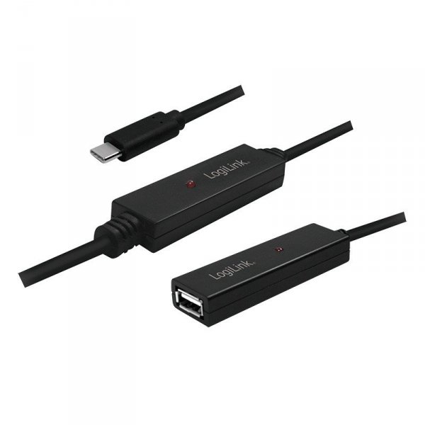 LogiLink Aktywny repeater USB 2.0 A żeński do USB-C męski, dł. 20m