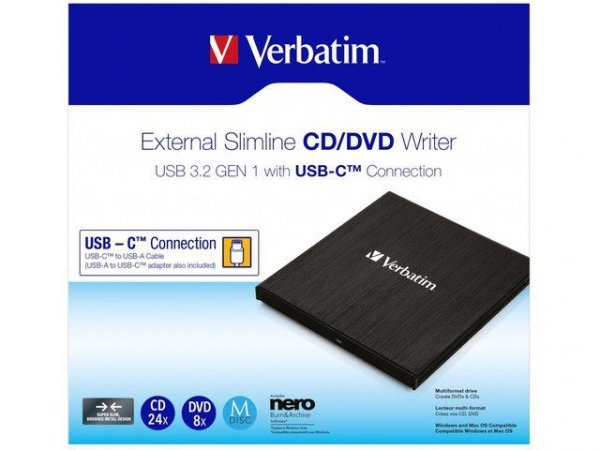 Verbatim Nagrywarka CD/DVD RW USB-C 3.2 slim 43886