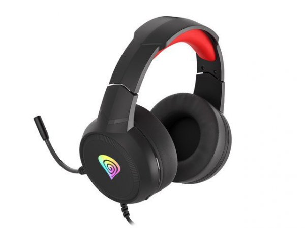 Natec Słuchawki dla graczy Genesis Neon 200 z mikrofonem podświetlenie RGB Czarno-czerwone