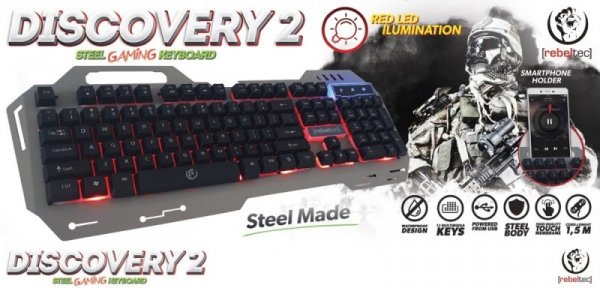 Rebeltec Klawiatura metalowa podwietlana gaming Rebeltec DISCOVERY 2