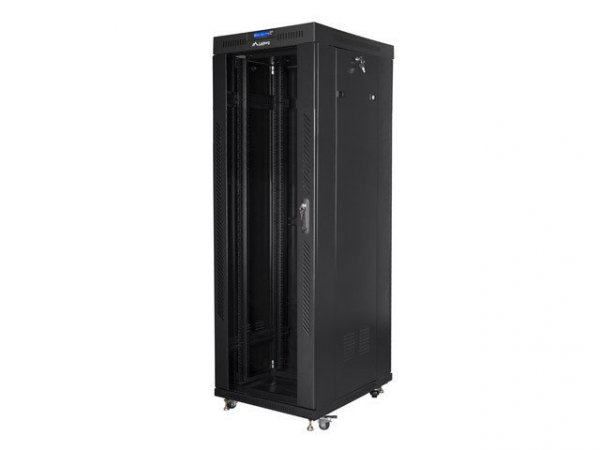 Lanberg Szafa instalacyjna rack stojąca 19 37u 600x800 czarna, drzwi szklane lcd (Flat pack)