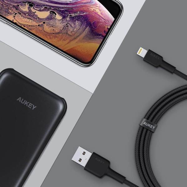 AUKEY CB-AL05 kabel Lightning - USB-A 2m MFi Apple nylonowy oplot czarny