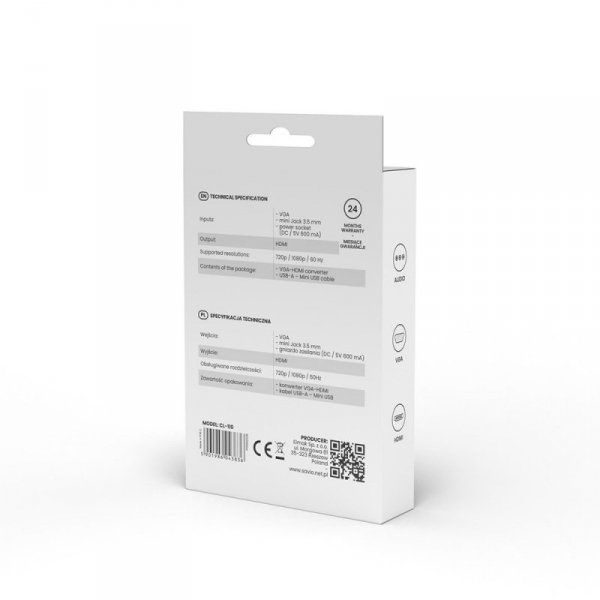 Savio Konwerter/Adapter VGA - HDMI Full HD/1080p 60Hz, CL-110