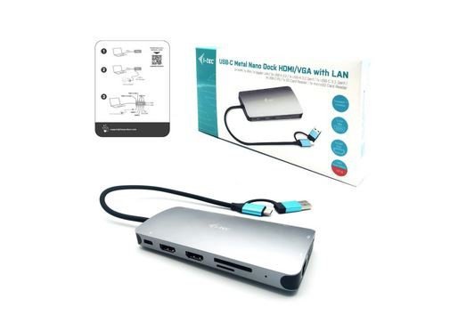 i-tec Stacja dokująca USB 3.0/USB-C/Thunderbolt 3x Display Metal Nano Dock LAN +Power Delivery 100W