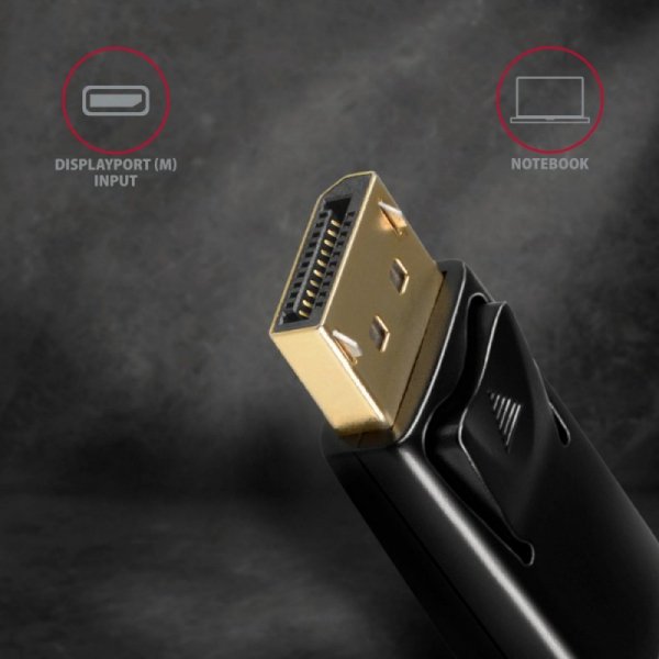 AXAGON RVD-HI14N Adapter aktywny Displayport -&gt; HDMI 1,4, 4K/30Hz, kabel 18cm