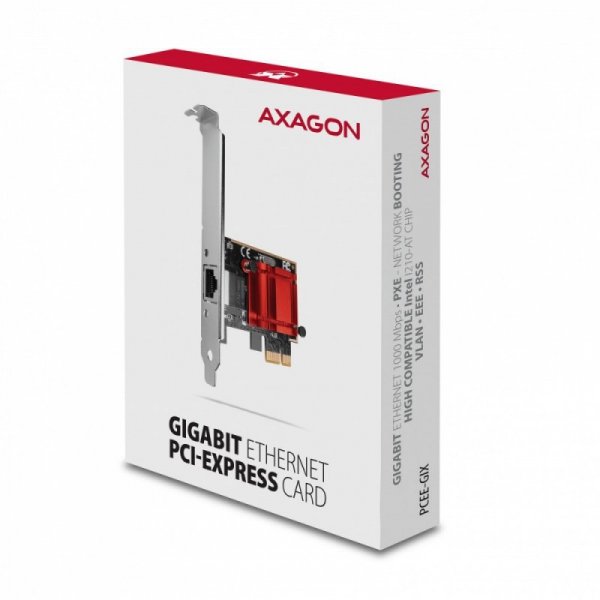 AXAGON PCEE-GIX Karta sieciowa PCIe 1x Gigabit Ethernet port (RJ-45), Intel i210AT, PXE, SP & LP