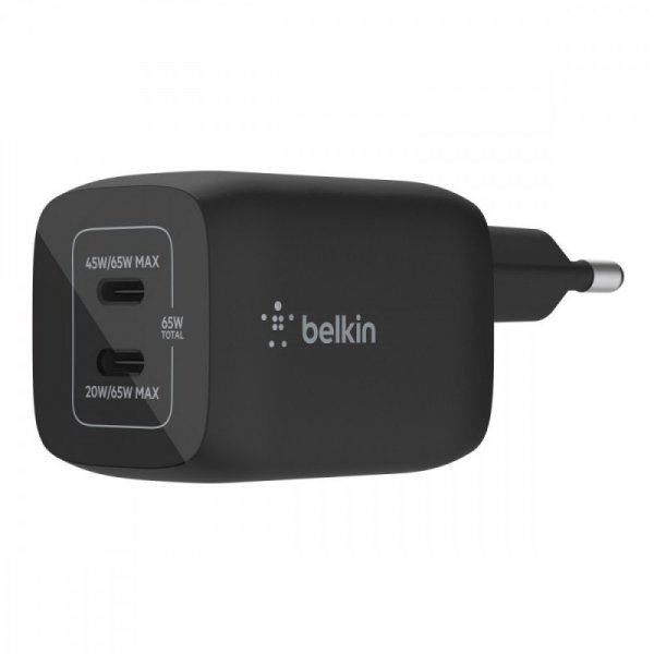 Belkin Ładowarka podwójna ścienna 65W USB-C GAN z PPS czarna