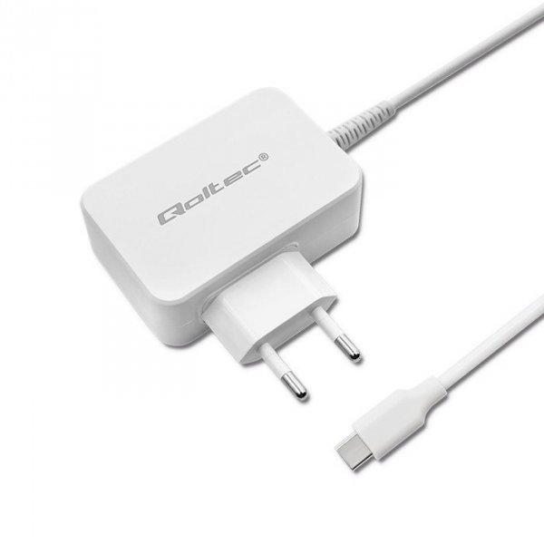 Qoltec Zasilacz sieciowy 65W | 5-20.3V | 2-3.25A | USB typ C | PD |     Biały