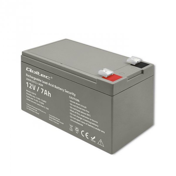 Qoltec Akumulator AGM | 12V | 7Ah | max. 105A | Security