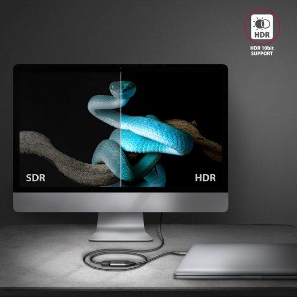 AXAGON RVC-HI2M Adapter aktywny USB-C -> HDMI 2.0 4K/60Hz Aluminum, 25cm kabel