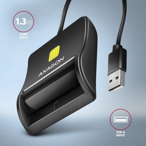AXAGON CRE-SM3N Czytnik kart identyfikacyjnych USB, 1.3m kabel