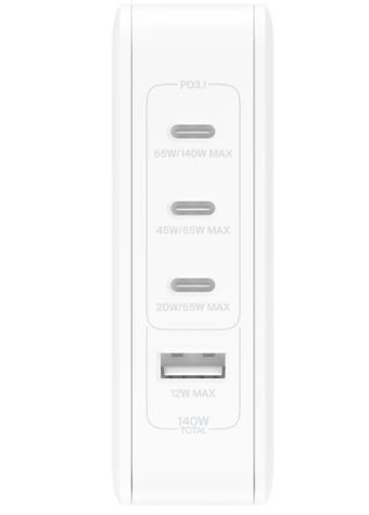 Belkin Ładowarka ścienna 140W 4-ports (3xC 1xA) UK, EU, US Plugs  biała