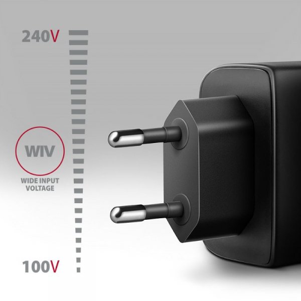 AXAGON ACU-PQ45 Ładowarka sieciowa 2-port  QC3.0,4.0/AFC/FCP/PPS/Apple  + PD type-C, 45W, Czarna