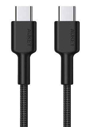 AUKEY CB-CD45 kabel USB-C - USB-C 0,9m 60W PD 3A 20V nylonowy oplot czarny
