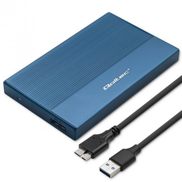 Qoltec Obudowa | Kieszeń na dysk SSD HDD 2.5&quot; | SATA | USB 3.0 | Super  speed 5Gb/s | 2TB | Niebieskia