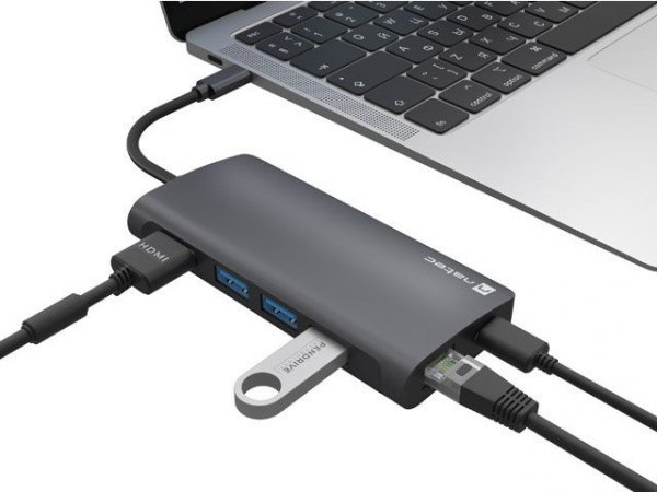 Natec Multiport Adapter Fowler 2 V2 USB-C->HUB USB 3.0 3X, HDMI4K