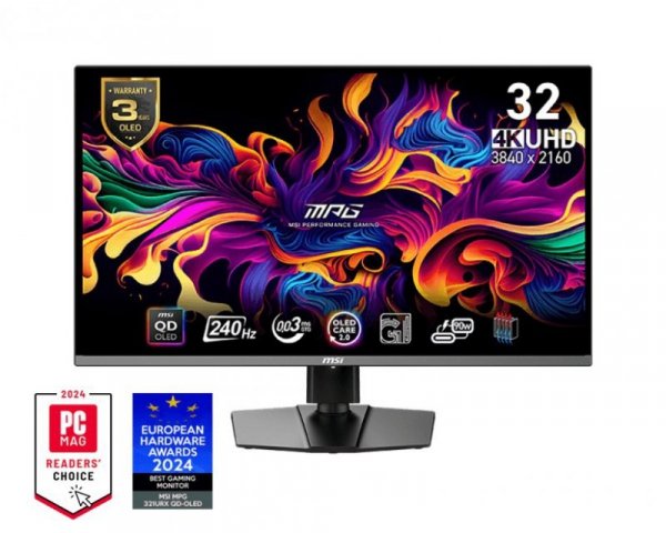 MSI Monitor 31.5 cala MPG 321URX QD-OLED QD-OLED/LED/UHD/Flat/240Hz/czarny