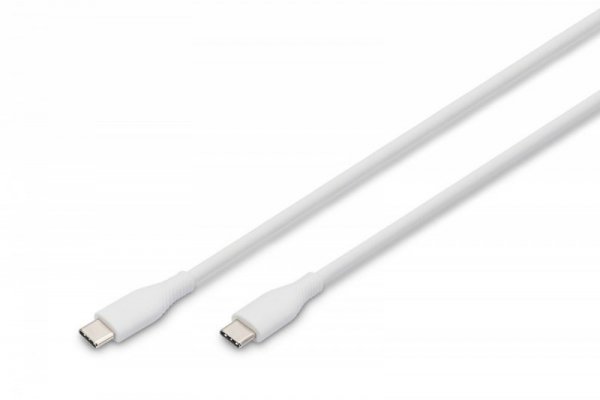 Digitus Kabel połączeniowy silikonowy USB-C - USB-C, USB 2.0 60W, 1m Biały
