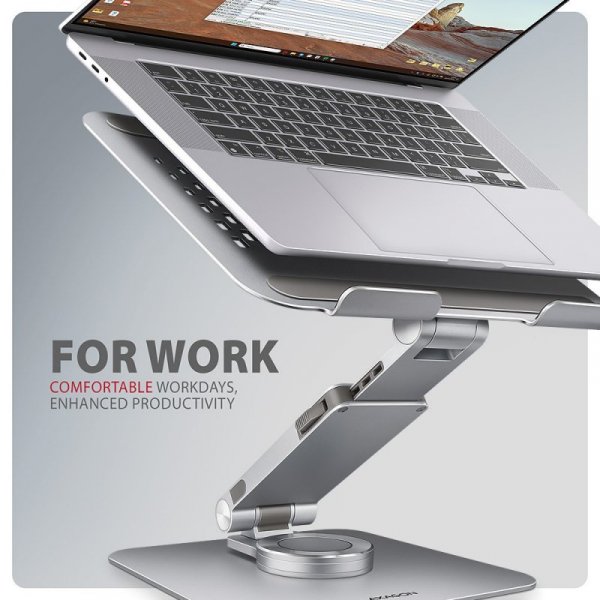 AXAGON Podstawa do laptopów aluminiowa STND-LR 10-17.3 cala regulowane kąty nachylenia, obrót o 360 stopni, Szara